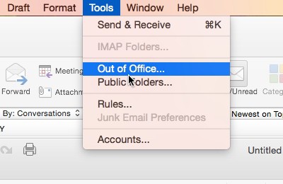 outlook 2016 for mac out of office